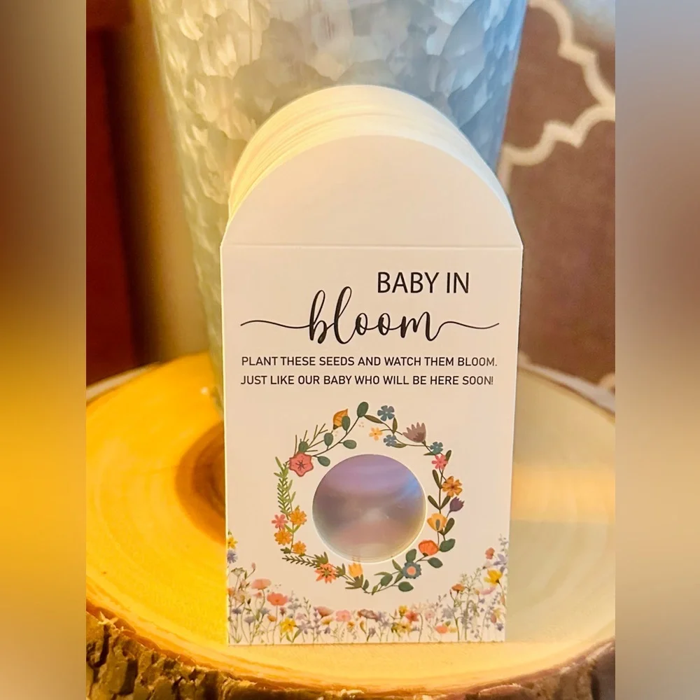 Baby in Bloom seed packets Pack of 50 not filled Fold over Closure Slot NIP